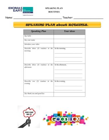 Speaking plan about routines