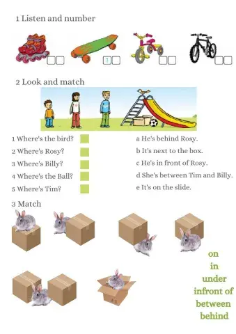 Listening + prepositions of place