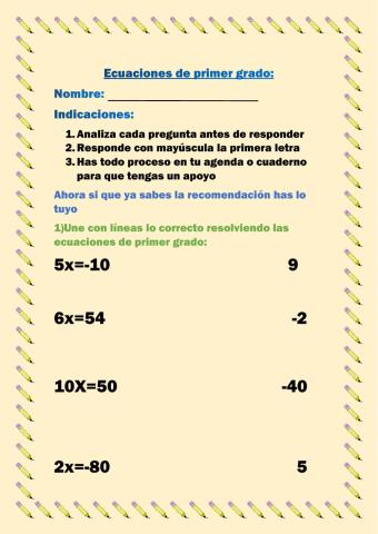 Ecuaciones de primer grado