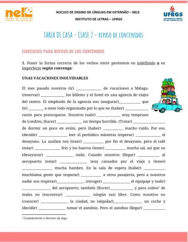 Pretérito indefinido, imperfecto e imperativo