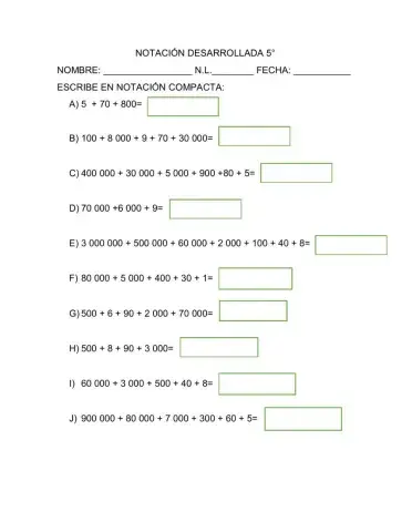 Notación desarrollada 5°