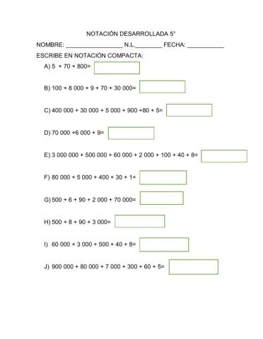 Notación desarrollada 5°