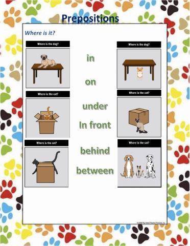 Prepositions of  place
