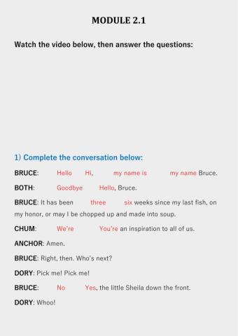 Introductions - Watching Finding Nemo