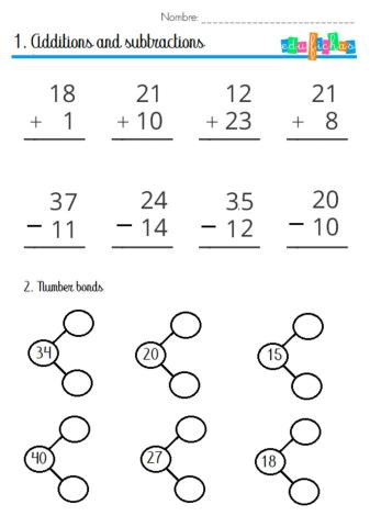 Subtractions and number bonds