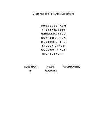 Greetings and Farewells