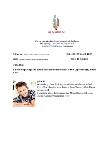 Lớp 8 - Unit 1 LEISURE ACTIVITIES-READING