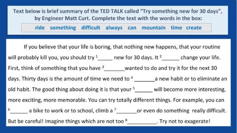 TED talk pre watching exercise