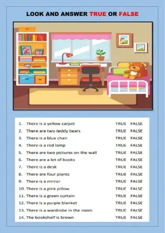 Look, read and answer true or false