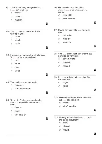 modal and modal perfect verbs