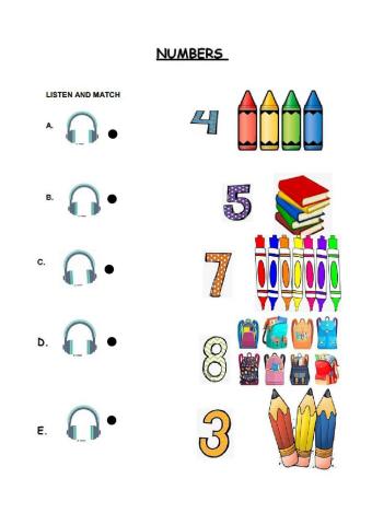 Numbers school objects listening