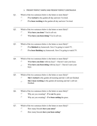 Present perfect simple - present perfect continuous