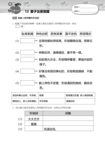 晏子出使楚國-人物神態形容詞