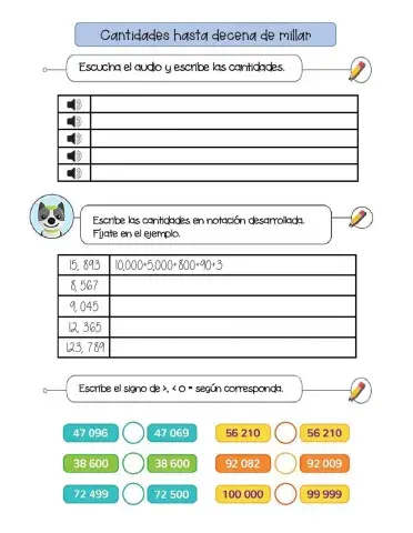 Cantidades hasta decenas de millar