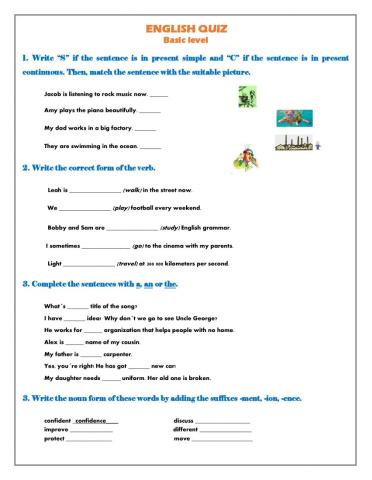 English quiz basic level