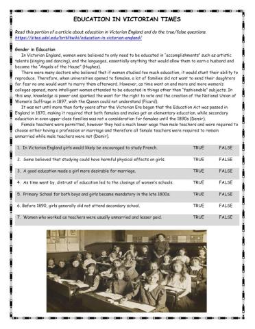Education in Victorian Times Reader
