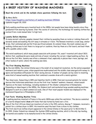 History of the Washing Machine Reader
