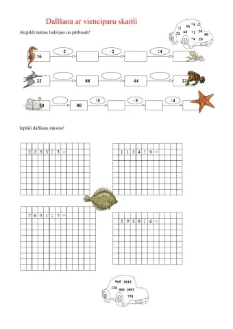 Dalīšana ar vienciparu skaitli