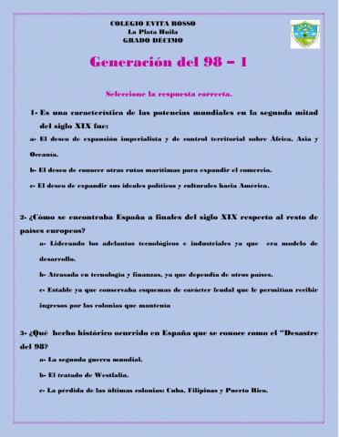 Literatura de la Generación del 98.