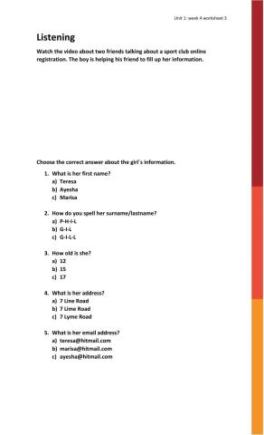 Giving personal information