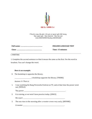 Lớp 8 - Unit 6 FOLK TALES-WRITING