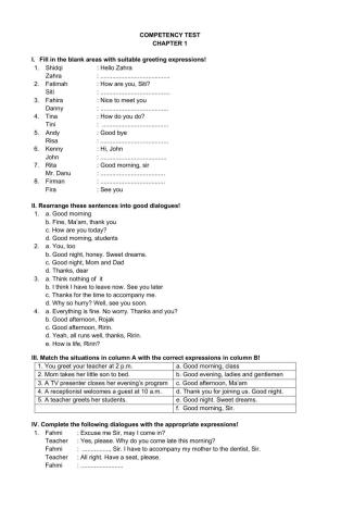 Competency Test Chapter 1