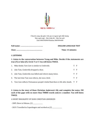 Lớp 8 - Unit 7 POLLUTION-LISTENING