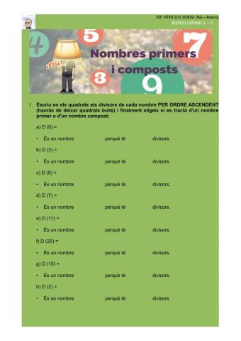 Nombres primers i nombres composts