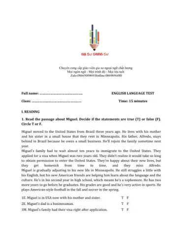 Lớp 8 - Unit 8 ENGLISH SPEAKING COUNTRIES-READING