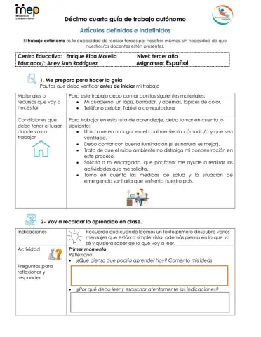 Los artículos: definidos e indefinidos