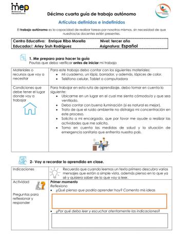 Los artículos: definidos e indefinidos