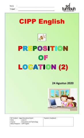 Preposition of location - B (Listening, speaking and writing)