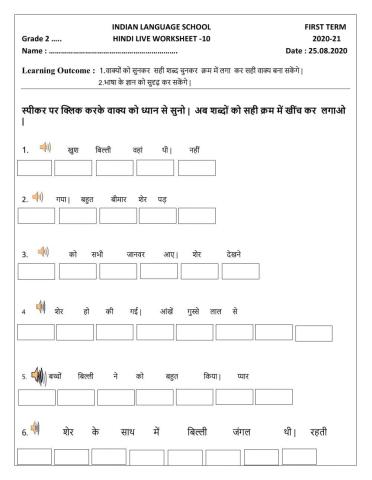 Listen and re arrange the words to make correct sentence