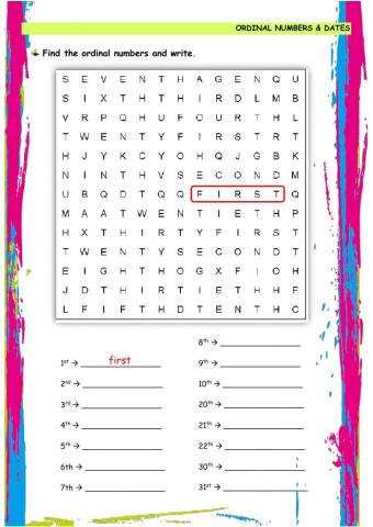 Ordinal Numbers & Dates