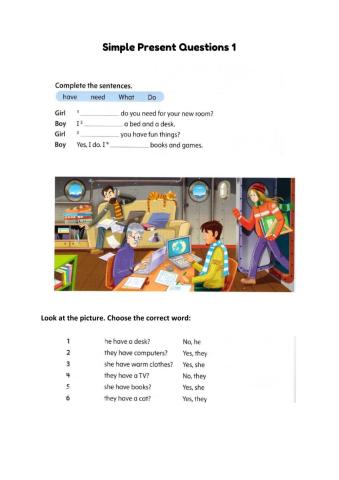 Simpre Present Questions 1