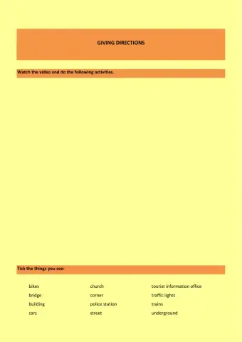 Giving directions - Video activity