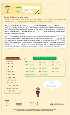Repasa la suma y la resta con los mayas y los aztecas 01