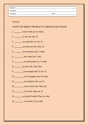 Personal pronouns-activity
