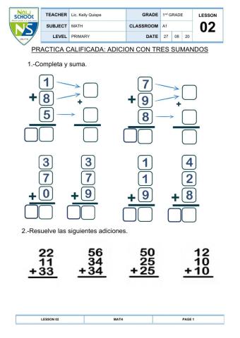 Adiciones con tres sumandos