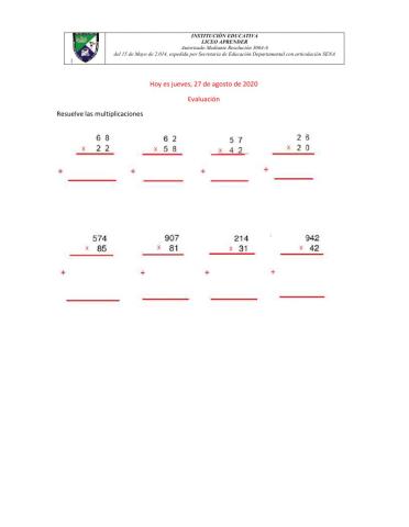Multiplicaciones de dos cifras