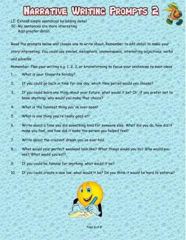 Narrative Writing Prompts 2