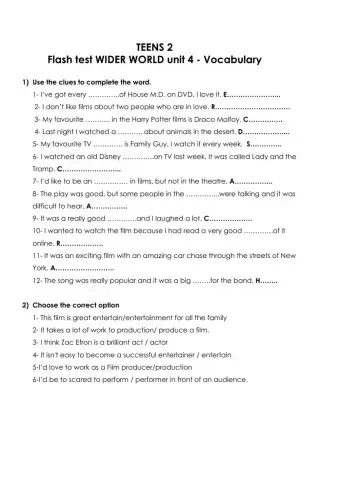 Wider world 3 - unit 4 vocabulary