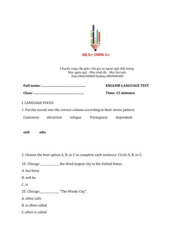 Lớp 8 - Unit 8 ENGLISH SPEAKING COUNTRIES-LANGUAGE FOCUS