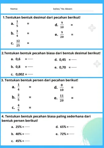 Mengubah berbagai bentuk pecahan