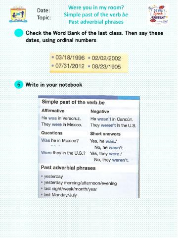 Simple past of the verb be 2