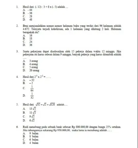 Ulangan harian matematika