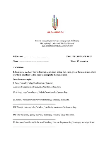 Lớp 8 - Unit 10 COMMUNICATION-WRITING