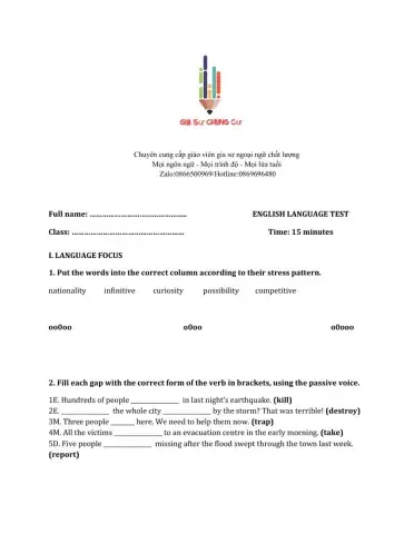 Lớp 8 - Unit 10 COMMUNICATION-LANGUAGE FOCUS