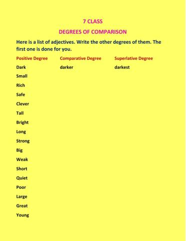 7 class comparative degrees