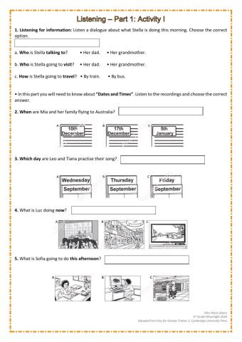 Listening Part 1 - Activity 1